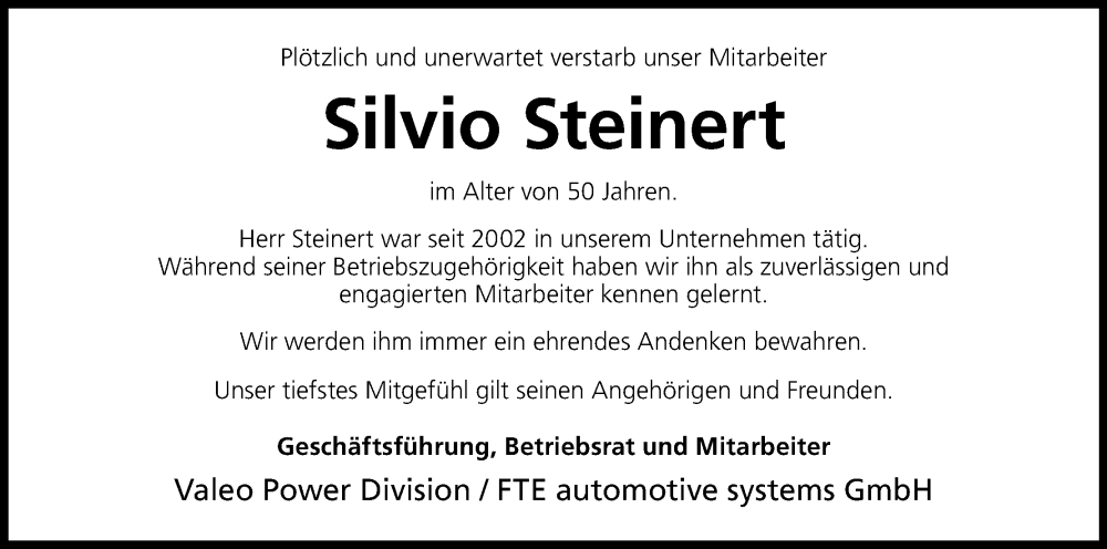  Traueranzeige für Silvio Steinert vom 06.07.2024 aus MGO