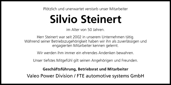 Anzeige von Silvio Steinert von MGO