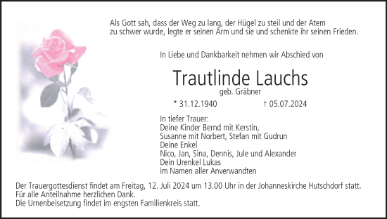 Anzeige von Trautlinde Lauchs von MGO