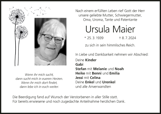 Anzeige von Ursula Maier von MGO