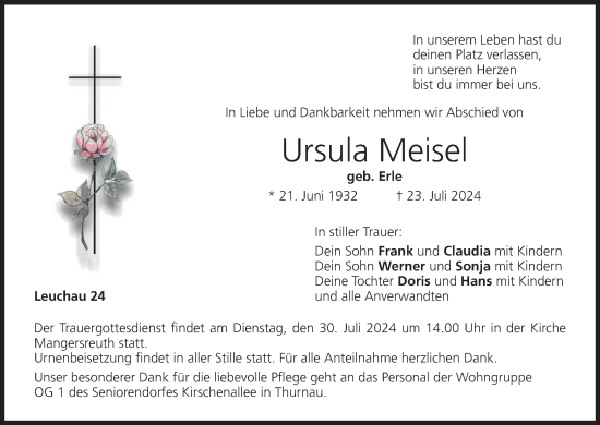 Anzeige von Ursula Meisel von MGO