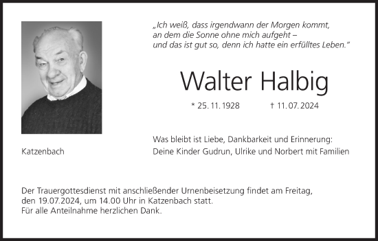 Anzeige von Walter Halbig von MGO