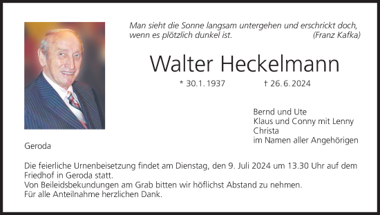 Anzeige von Walter Heckelmann von MGO