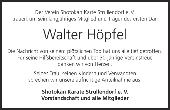Anzeige von Walter Höpfel von MGO