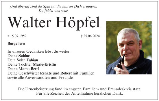 Anzeige von Walter Höpfel von MGO