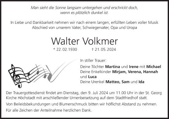 Anzeige von Walter Volkmer von MGO
