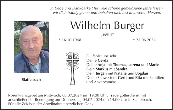 Anzeige von Wilhelm Burger von MGO