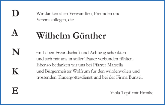 Anzeige von Wilhelm Günther von MGO