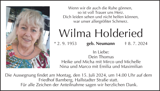 Anzeige von Wilma Holderied von MGO