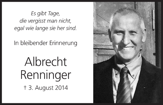 Anzeige von Albrecht Renninger von MGO