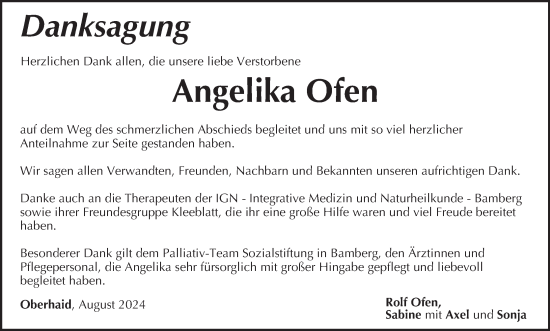 Anzeige von Angelika Ofen von MGO