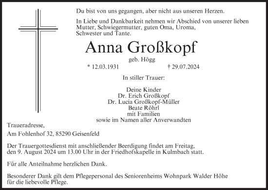 Anzeige von Anna Großkopf von MGO