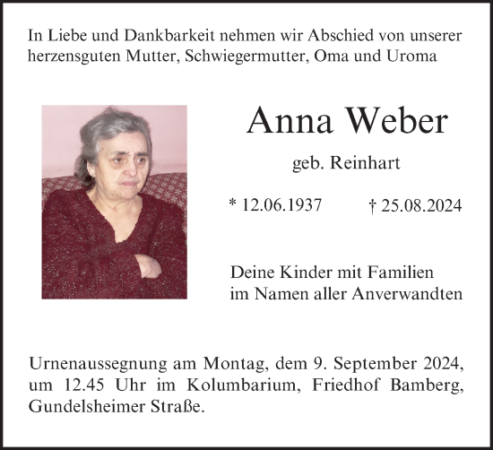 Anzeige von Anna Weber von MGO