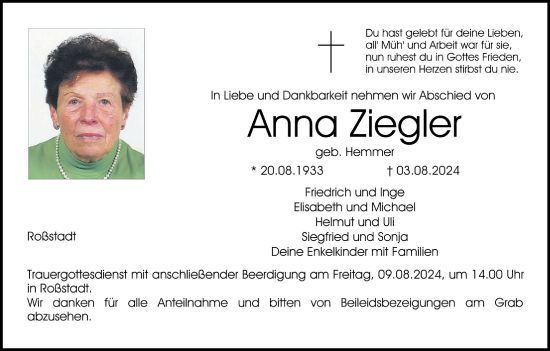 Anzeige von Anna Ziegler von MGO