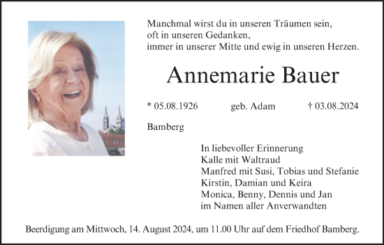 Anzeige von Annemarie Bauer von MGO