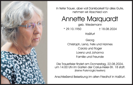 Anzeige von Annette Marquardt von MGO