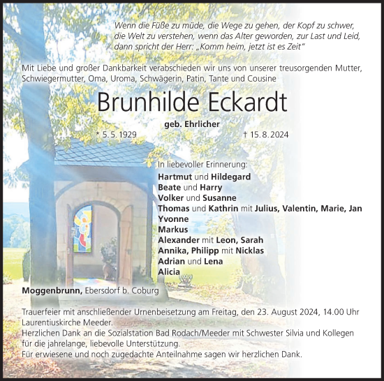 Anzeige von Brunhilde Eckardt von MGO