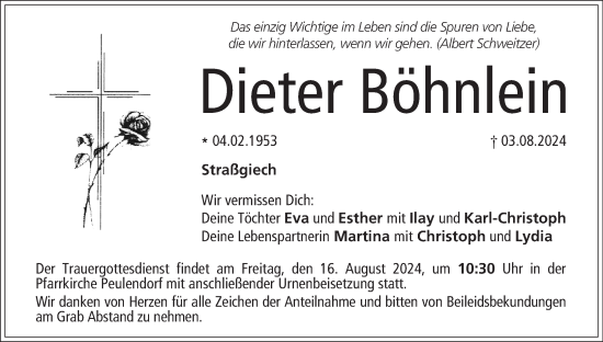 Anzeige von Dieter Böhnlein von MGO