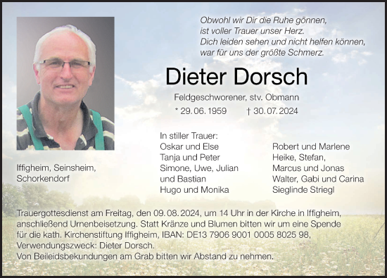 Anzeige von Dieter Dorsch von MGO