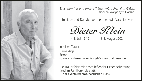 Anzeige von Dieter Klein von MGO