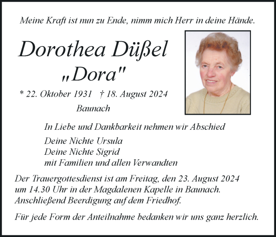 Anzeige von Dorothea Düßel von MGO