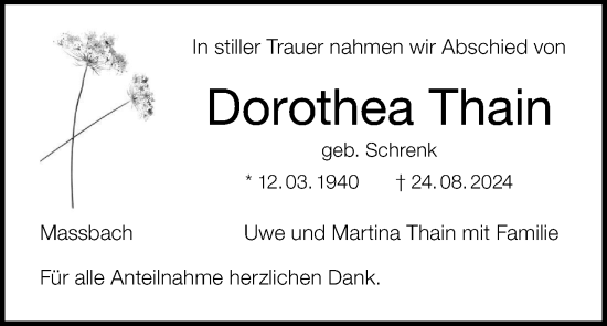 Anzeige von Dorothea Thain von MGO