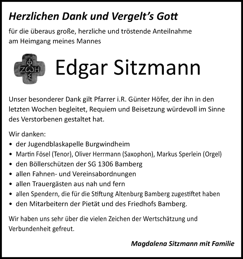  Traueranzeige für Edgar Sitzmann vom 17.08.2024 aus MGO