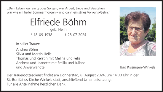 Anzeige von Elfriede Böhm von MGO