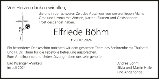 Anzeige von Elfriede Böhm von MGO