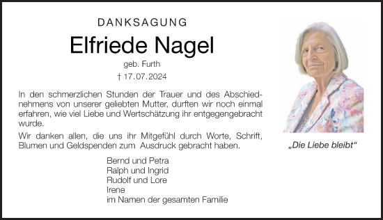 Anzeige von Elfriede Nagel von MGO