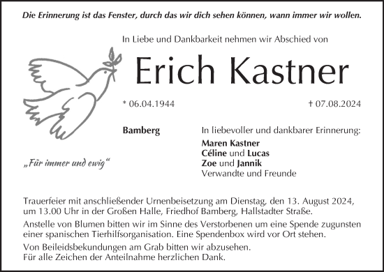 Anzeige von Erich Kastner von MGO