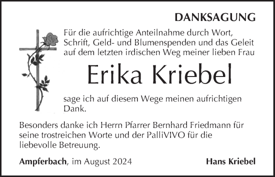 Anzeige von Erika Kriebel von MGO