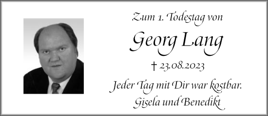 Anzeige von Georg Lang von MGO