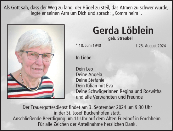 Anzeige von Gerda Löblein von MGO