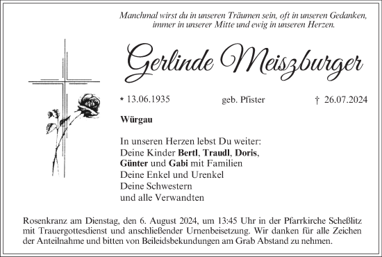 Anzeige von Gerlinde Meiszburger von MGO