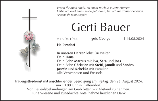 Anzeige von Gerti Bauer von MGO