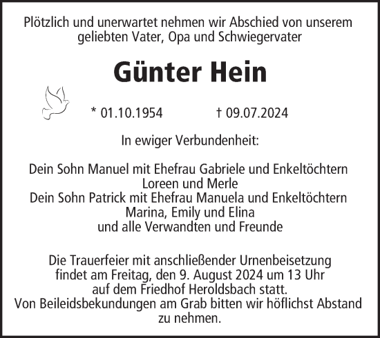 Anzeige von Günter Hein von MGO