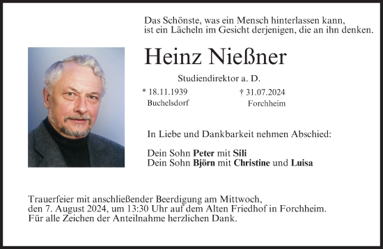 Anzeige von Heinz Nießner von MGO