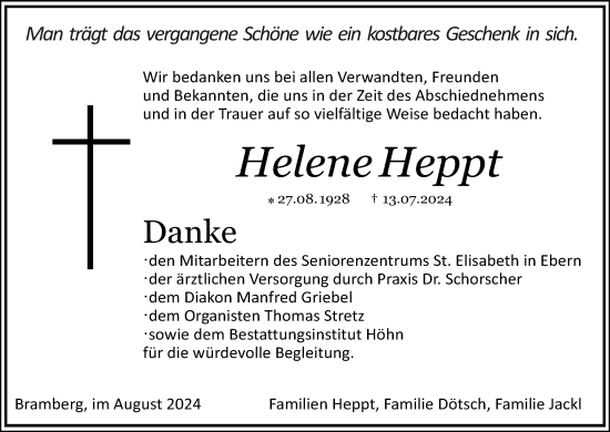 Anzeige von Helene Heppt von MGO