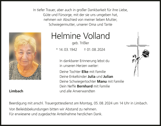 Anzeige von Helmine Volland von MGO