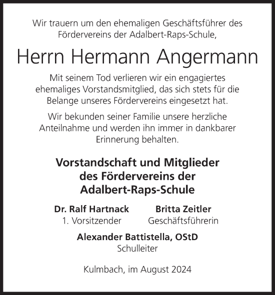 Anzeige von Hermann Angermann von MGO