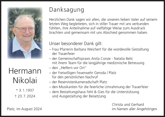 Anzeige von Hermann Nikolai von MGO