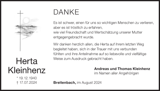 Anzeige von Herta Kleinhenz von MGO