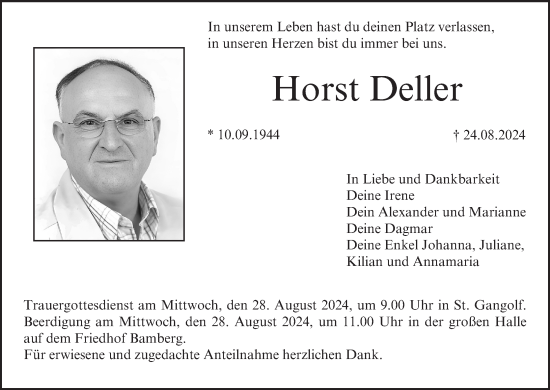 Anzeige von Horst Deller von MGO