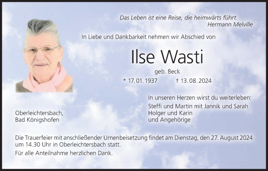 Anzeige von Ilse Wasti von MGO