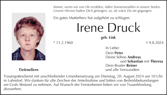 Anzeige von Irene Druck von MGO