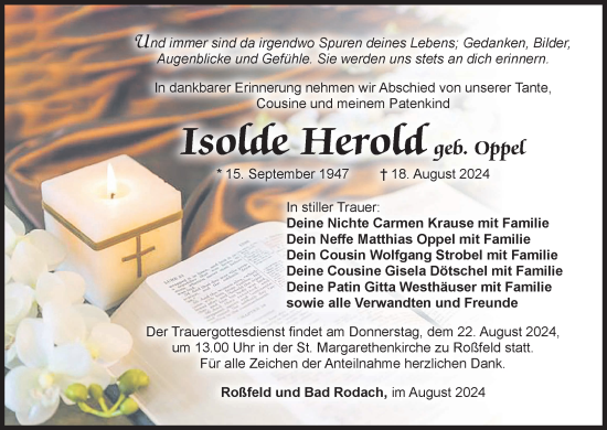 Anzeige von Isolde Herold von MGO