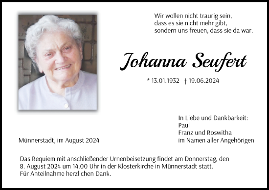 Anzeige von Johanna Seufert von MGO