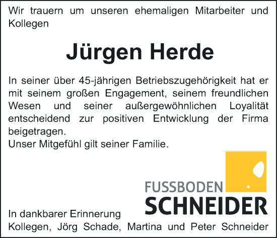 Anzeige von Jürgen Herde von MGO