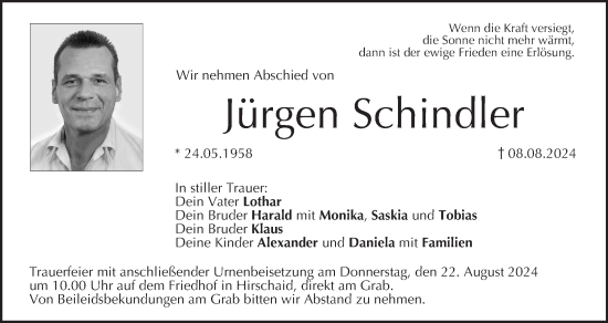 Anzeige von Jürgen Schindler von MGO